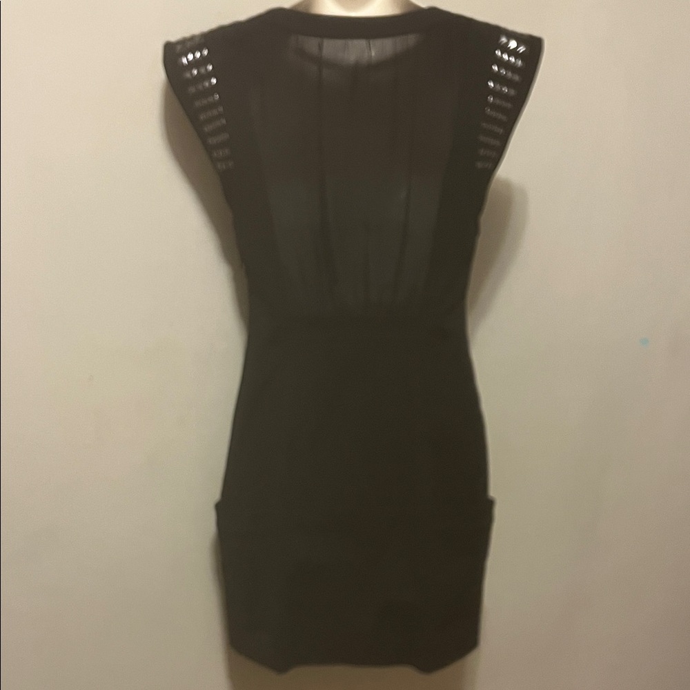 Mackage Black Studded Mini Dress Deep Scoop Neck - Picture 4 of 16
